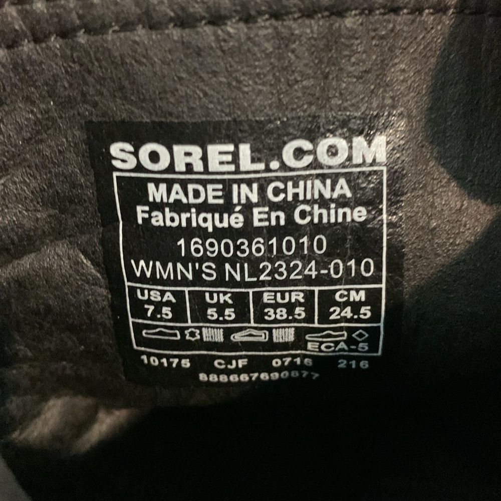 Sorel Major Carly Winter Boots Black Gray Leather NL2324-010 Mid Calf 7.5 - Picture 8 of 10